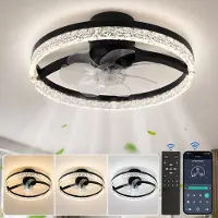 ROSNEK Ventilatorlamp Plafond - Moderne Plafondventilator met Verlichting - Smart App Control & Remote Control - Ultra Stil - Omkeerbare Motor Zomer en Winterstand - Dimbaar - 6 Snelheden - Ø 45 cm