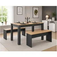 VCM Houten eetset Bank Keukentafel Eettafelset Tafelgroep Tafelbanken Esal XL