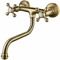 Aquanello Keukenmengkraan, wandmontage, bronzen afwerking, model Heritage Ascot, artikelnummer BN-4111-HA, merk