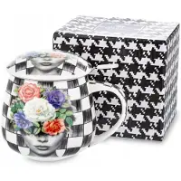 Queen Isabell Elegante Mok met Zeef - Bone China, Bloemendesign, 400ml