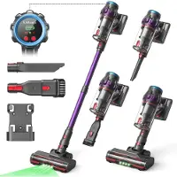 Lubluelu G20 Draadloze Steelstofzuiger 50Kpa- 5 in 1 Handstofzuiger - Zelfstaand Design - 45 Min Gebruikstijd - Verwijderbare Batterij- Anti-klit Borstel - HEPA-filter - LED-koplampen