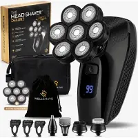 Wellshave Skull Deal 3.0 - 5-in-1 Scheerapparaat Mannen - Hoofd Kaal Scheren - Head Shaver - Elektrisch Scheerapparaat - Incl. Extra Scheerkop, Luxe Toilettas & Travelbag
