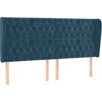 vidaXL Hoofdbord met randen 183x23x118/128 cm fluweel donkerblauw