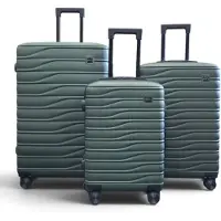 Infinity Leather Hardshell groene 8-wiel bagagekoffer Tas Koffer Set - Vespera