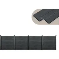 Neu.holz HKC Schuttingpaneel met 6 palen 183x705 cm grijs