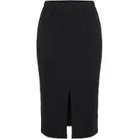 Miamoda - Dames - Jersey midi-rok smalle pasvorm lange zijsplit - Zwart - Maat 58
