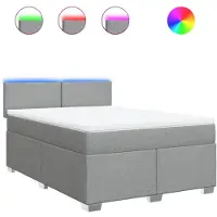 vidaXL Boxspring met matras stof lichtgrijs 160x200 cm