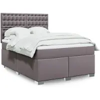 vidaXL Boxspring met matras kunstleer grijs 140x190 cm