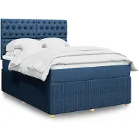 vidaXL Boxspring met matras stof blauw 140x190 cm