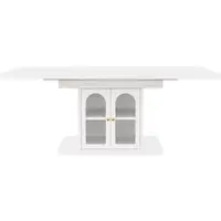 MODFU Uitschuifbare eettafel, geschikt voor 6-8 personen, bijzettafel/keukentafel met LED-verlichting, onderkast en dikker tafelblad, 150-200 cm, wit