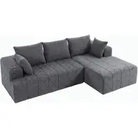 HOMCOM Hoekbank in L-vorm, 256 cm, "Boneless" model met slaapfunctie, chenille-look, grijs
