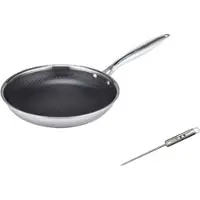 Livington Titan Pan Braadpan 20 cm - Edelstaal met Diamant Antiaanbaklaag - Inclusief Digitale Thermometer