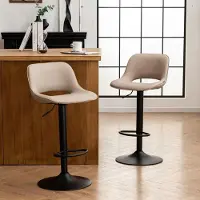 Sonstiges Barstoelen, set van 2, in hoogte verstelbaar, draaibaar, kleur kaki, met rugleuning