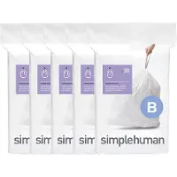 Simplehuman Vuilniszakken met trekband 6 liter | code B | 5 x 30 stuks