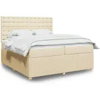 vidaXL Boxspring met matras stof crèmekleurig 200x200 cm