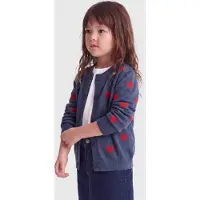 ONLY KIDS MINI gebreid vest met borduursels en hartjes - donkerblauw Meisjes Polyester Ronde hals - maat 110