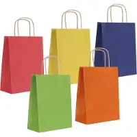 Merkloos Adventskalender set met 25 kleurrijke zakjes met handgreep – 18 x 22 x 8 cm – Kraftpapier met koord – geschikt voor opdrachten, cadeaus, en het zelf maken van een adventskalender