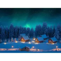 My Village Kerstdorp Achtergrond Noorderlicht LED 76 X 1,5 X 56 Cm
