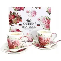 Queen Isabell Porseleinen Espressokopjes Set voor 2 Personen - 80ml