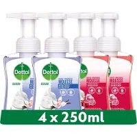 Dettol - 1L Handzeep Zachte Mousse - Antibacterieel - Melk & Honing 2x250 ml en Orchidee & Vanille 2x250 ml - Voordeelverpakking