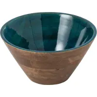 J-Line schaal - hout - petrol/naturel - large