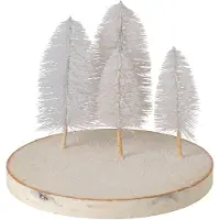 J-Line Decoratief dienblad met bomen - boomschors - naturel/wit - large