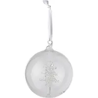 J-Line Kerstbal met boom - glas - transparant - set van 12