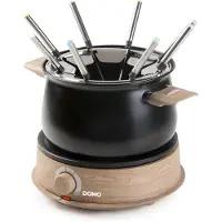 Domo DO735F Fonduepan - Elektrische Fondueset - 8 Personen - 1500W - 1,4 L - Houtlook/Zwart