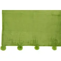 J-Line Plaid Pompom - fleece deken - polyester - grasgroen - 170 x 130 cm - woonaccessoires
