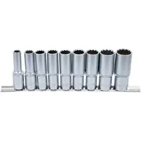 Bgs Steckschlüssel-Einsatz-Satz Zwölfkant, tief | Antrieb Innenvierkant 12,5 mm (1/2") | SW 10 - 24 m...