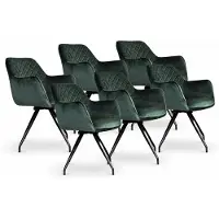 DS4U - Romy eetkamerstoel - Set van 6 - Donkergroen - Met armleuning - Velvet - 360 draaibaar