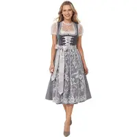 TecTake dressforfun Midi Dirndl Milana - 48 - Grijs - Verkleedkleding Oktoberfest - Duitse Jurk - Feestkleding - Klederdracht - Vrouwenkostuum - Feest - Partykleding