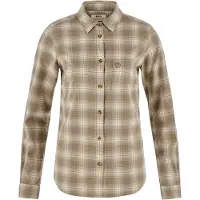 Fjällräven - Övik Flannel Shirt W Chalk White Suede Brown voor Dames van Gerecycled Polyester - Maat M - Beige