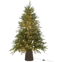 J-Line kerstboom 600 Led Houten Basis - kunststof - groen