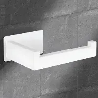 Unyqoos Ibenzoa zelfklevende toiletrolhouder van roestvrij staal – L-vormig, montage zonder boren, 14 cm lengte, 7,5 cm afstand tot de muur, plakpad 9x4,5 cm