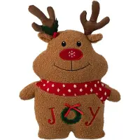 J-Line Elandkussen - polyester - bruin/kerstrood