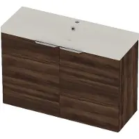 Basic Line Pretty 36 Badmeubel - 2 Deuren - 100x36cm - Wastafel Mat Wit - 1 Kraangat - Barista Oak - Badkamermeubels, Badmeubel Sets - 8718835822880