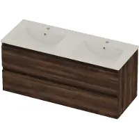 Basic Line Coach 46 Badmeubel 120x46x54cm - Greeploos - Wastafel Dubbel - 2 Kraangaten - Barista Oak - Badkamermeubels, Badmeubel Sets - 8718835832643