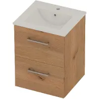 Basic Line Coach 46 Badmeubel 50x46x62cm - Opbouwgreep - Wastafel Midden - 1 Kraangat - Whisky Oak - Badkamermeubels, Badmeubel Sets - 8718835823627