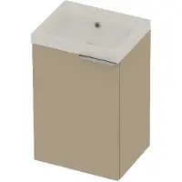 Basic Line Pretty 36 Badmeubel - 1 Deur - 45x36cm - Wastafel Glans Wit - Zonder Kraangat - Matt Beige - Badkamermeubels, Badmeubel Sets