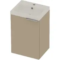 Basic Line Pretty 36 Badmeubel - 1 Deur - 45x36cm - Wastafel Glans Wit - 1 Kraangat - Matt Beige - Badkamermeubels, Badmeubel Sets - 8718835821845