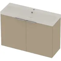 Basic Line Pretty 36 Badmeubel - 2 Deuren - 100x36cm - Wastafel Glans Wit - 1 Kraangat - Matt Beige - Badkamermeubels, Badmeubel Sets - 8718835822774
