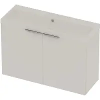 Basic Line Pretty 36 Badmeubel - 2 Deuren - 100x36cm - Wastafel Glans Wit - Zonder Kraangat - Matt White - Badkamermeubels, Badmeubel Sets