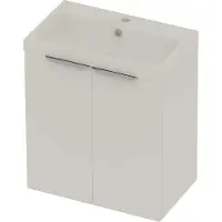 Basic Line Pretty 36 Badmeubel - 2 Deuren - 60x36cm - Wastafel Glans Wit - 1 Kraangat - Matt White - Badkamermeubels, Badmeubel Sets - 8718835822170