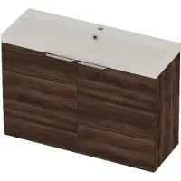 Basic Line Pretty 36 Badmeubel - 2 Deuren - 100x36cm - Wastafel Glans Wit - 1 Kraangat - Barista Oak - Badkamermeubels, Badmeubel Sets - 8718835822675