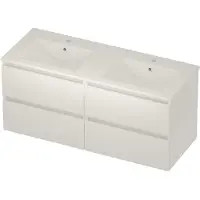 Basic Line Coach 46 Badmeubel 120x46x54cm - 4 Lades - Greeploos - Wastafel Dubbel - 2 Kraangaten - Mat Wit - Badkamermeubels, Badmeubel Sets