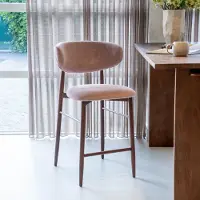 Giga Meubel Barstoel Alexia Oud Roze/Walnoot Faux Fur