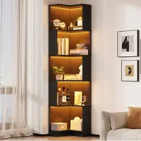 MODFU -Boekenkast-L-Vormig-Led Verlichting-App-Bediening-Zwart