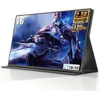 Uperfect 16" 120Hz draagbare gamingmonitor IPS , 2560x1600P, 1200:1, 450 cd/m², met lederen hoes voor laptop/pc/spelconsole, VESA-compatibel