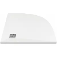 Vente-unique Extra platte kwartronde douchebak om te plaatsen of in te bouwen, op maat te snijden, gemaakt in SMC-hars met sifon - Wit - 90 x 90 cm - SYFORSA
